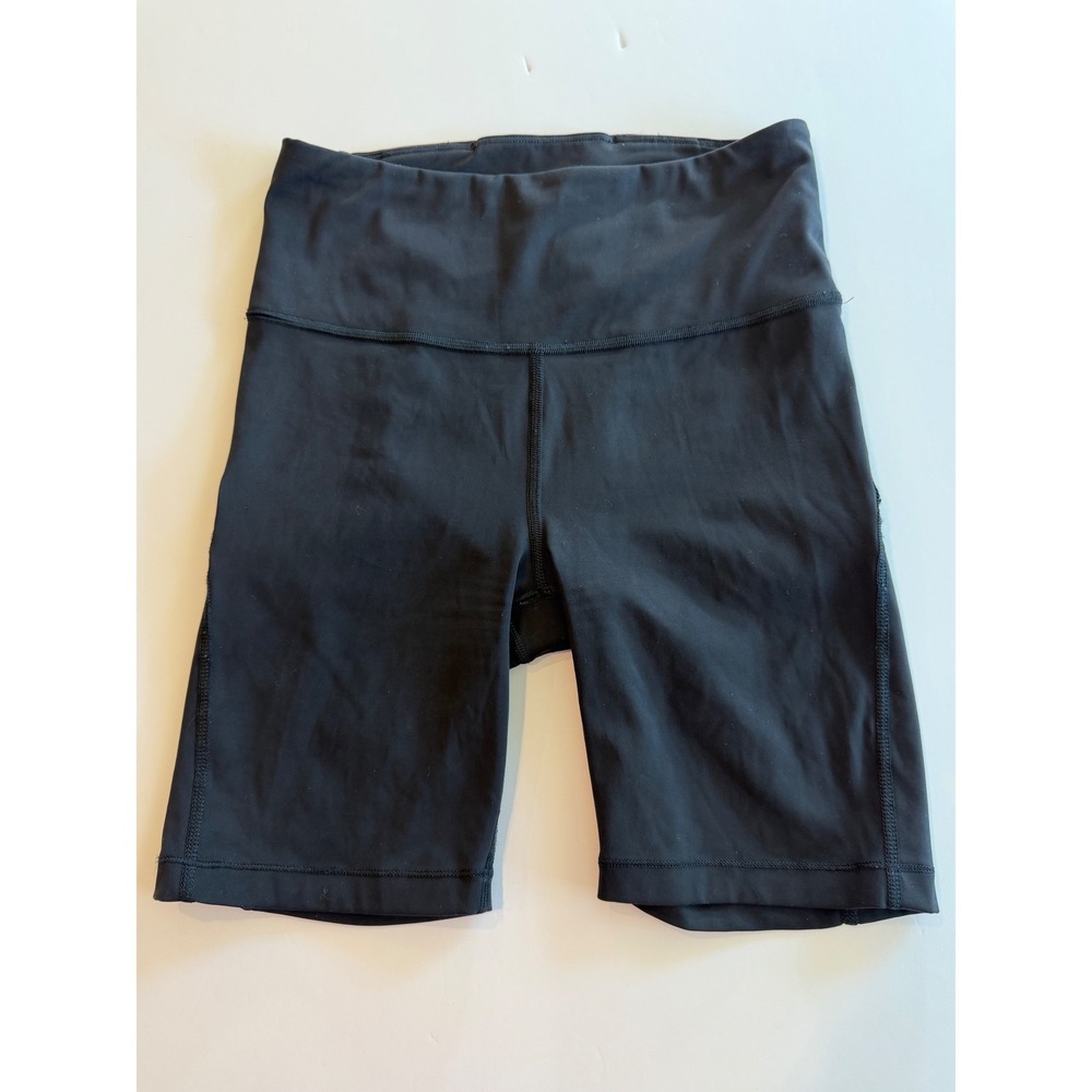 Athleta Salutation Stash Pocket 7 Biker Shorts Black XXS High Rise Yoga Gym